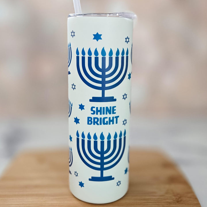 Mommy and Me Hanukkah Glow-in-the-Dark Tumbler Set, Shine Bright Matching Sippy Cup & Tumbler for Holiday Party, Little Kid and Big Kid Cup Salt and Sparkle