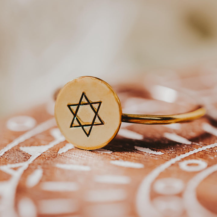 Star of David Dainty Gold Ring | Sterling Silver Jewish Star Pride Jewelry for Her Salt and Sparkle