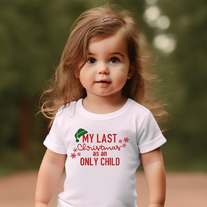 My Last Christmas as an Only Child Tee Shirt - Funny Holiday Shirt for Toddler Salt and Sparkle