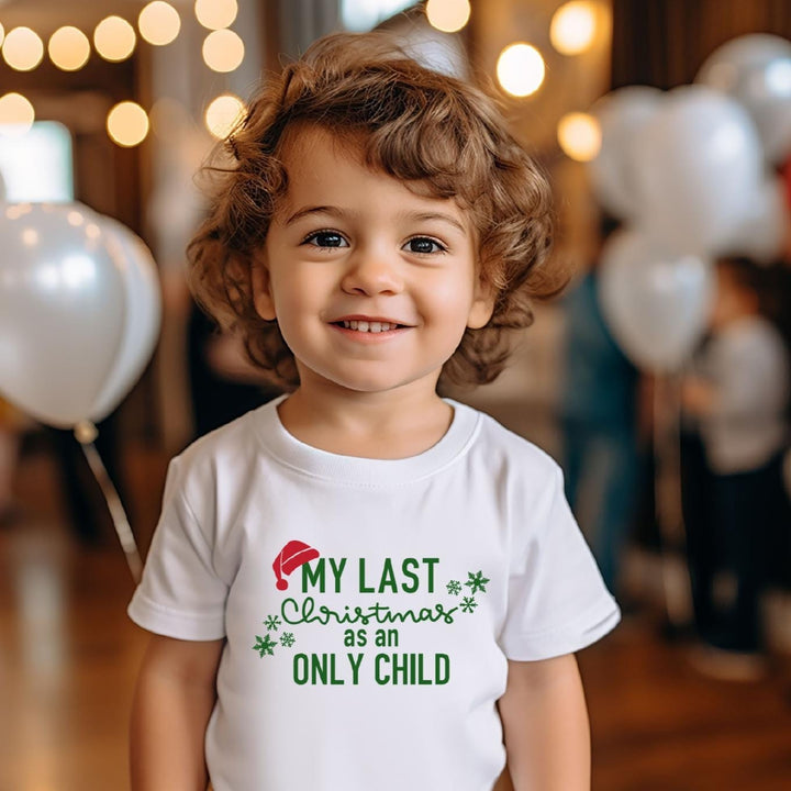 My Last Christmas as an Only Child Tee Shirt - Funny Holiday Shirt for Toddler Salt and Sparkle