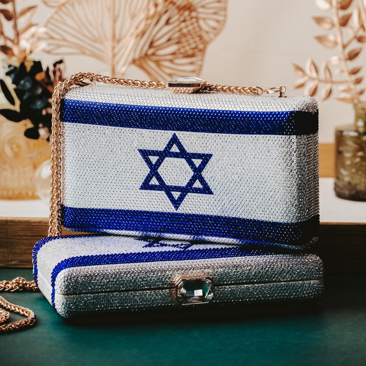 Israel Flag Rhinestone Clutch Salt and Sparkle