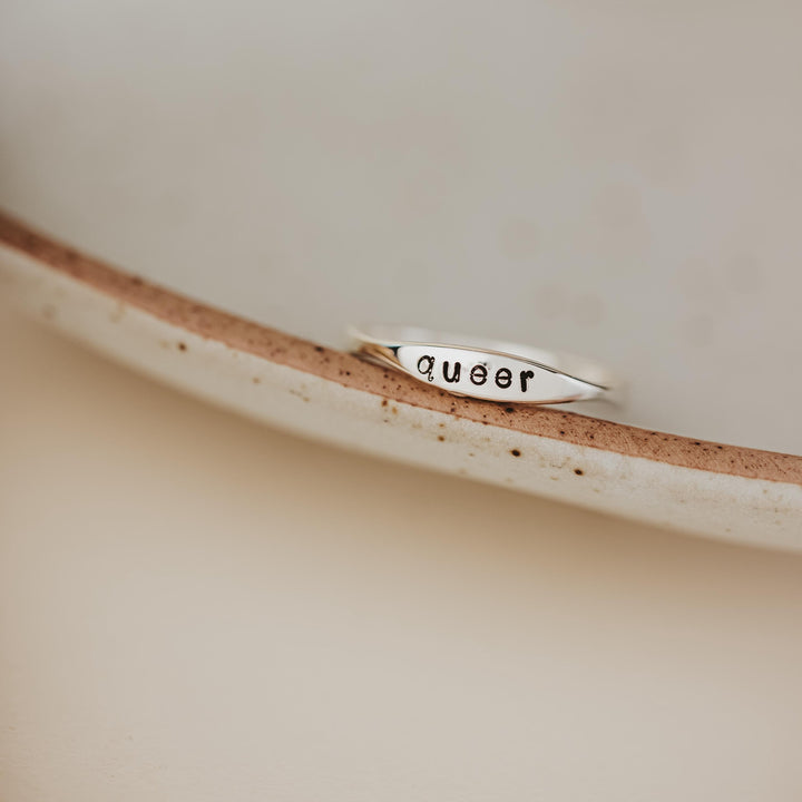 QUEER Dainty Gold Plated or Sterling Silver Ring Salt and Sparkle