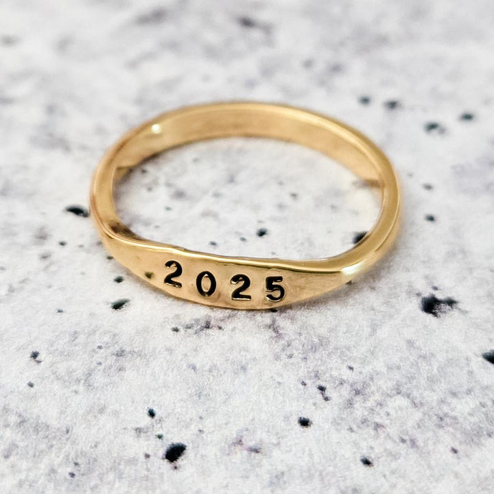 Class of 2024 Dainty Gold Ring Salt and Sparkle