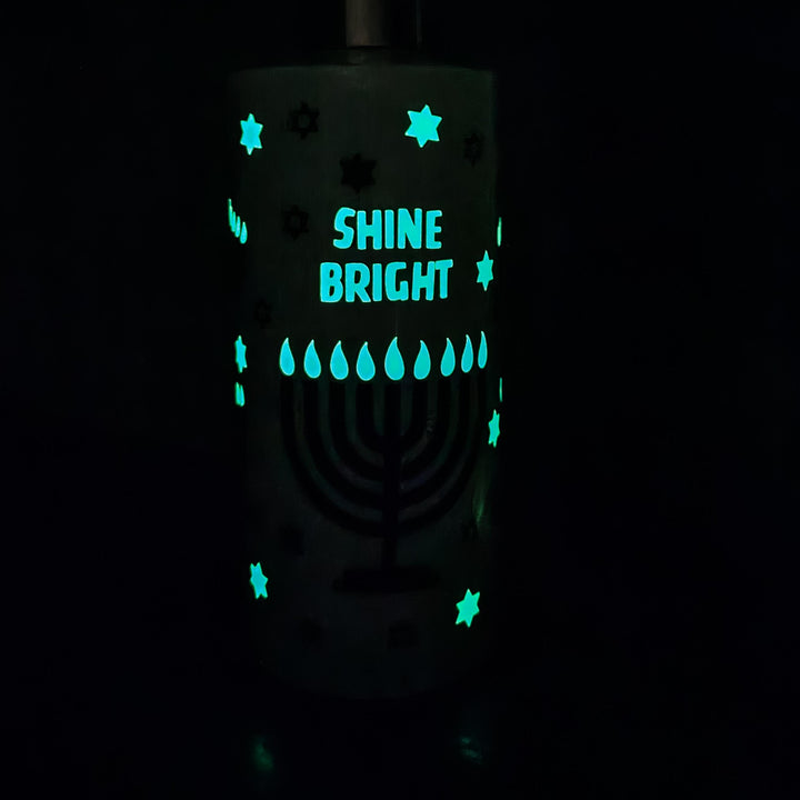 Shine Bright Hanukkah Home Soap Dispenser, Jewish Menorah Home Kitchen Decor, Jewish House Warming Gift for Chanukah, Stand with Israel Salt and Sparkle