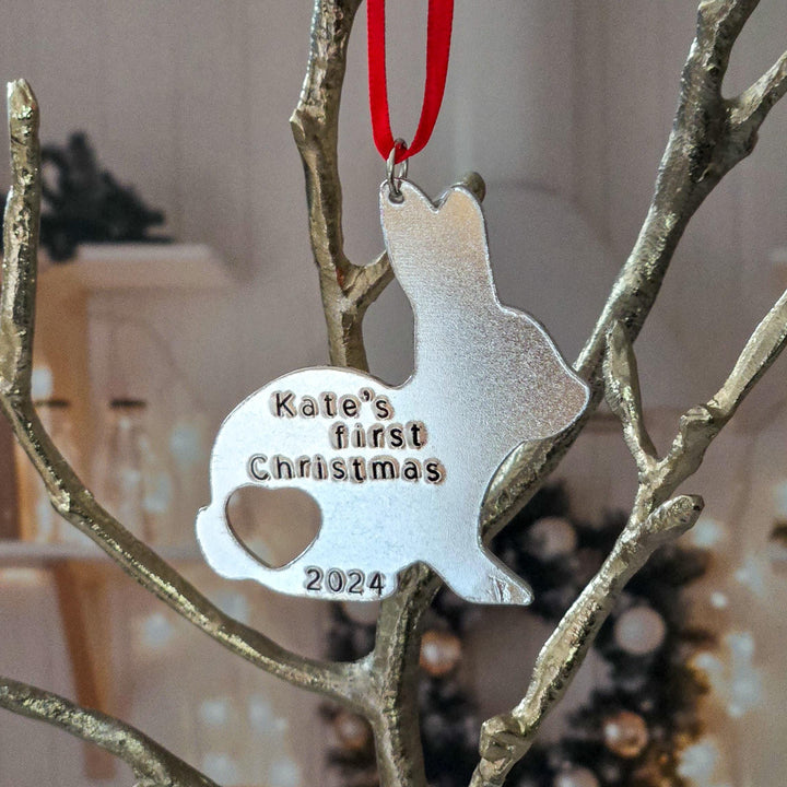 Baby's First Christmas Personalized Bunny Ornament Salt and Sparkle