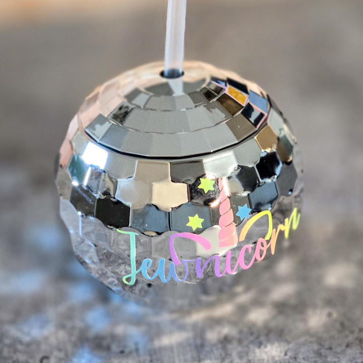 Jewnicorn Rainbow Disco Ball Drink Tumbler, Funny Hanukkah Drinkware for Her, Jewish Humor Gift for Teen, Jewish Unicorn College Dorm Decor Salt and Sparkle