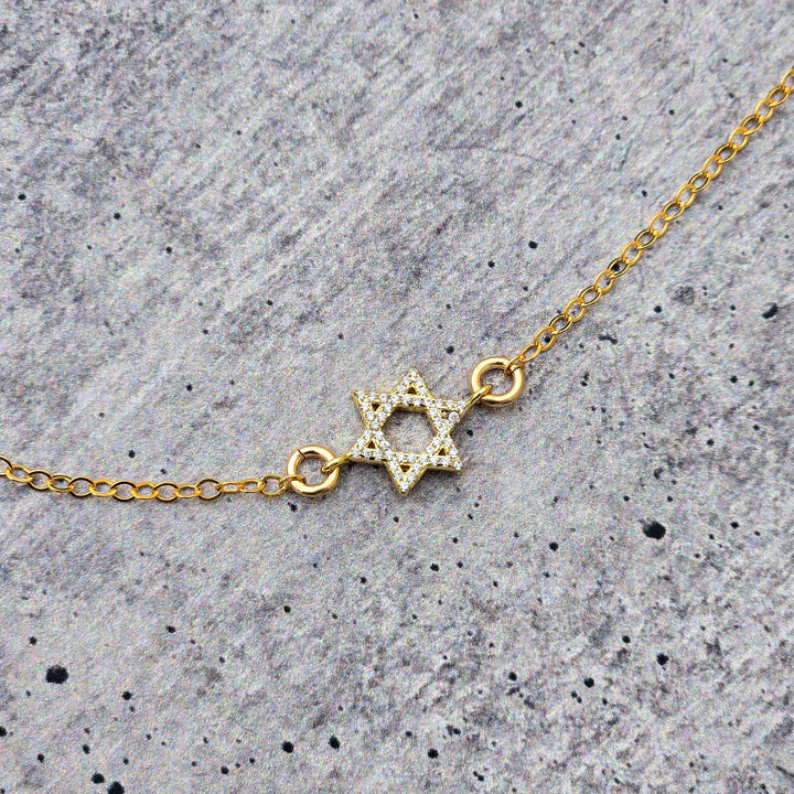 Tiny Star of David Crystal Necklace | Extremely Dainty Magen David Pendant for Her, Jewish Pride Jewelry for Teen, Stand with Israel Jewelry Salt and Sparkle