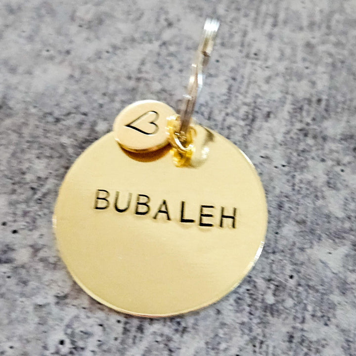 Bubaleh Hand-Stamped Brass Keychain, Gift from Parents for College Student, Purim Basket Gift, Jewish Humor Accessory for Teen Girl Salt and Sparkle