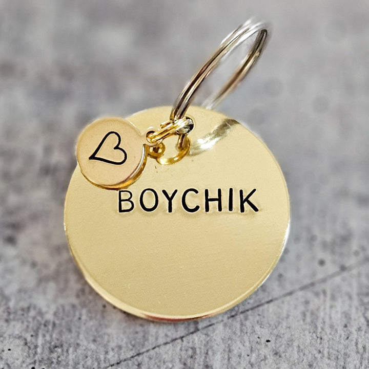 Boychik Hand-Stamped Brass Keychain, Gift from Parents for College Student, Purim Basket Gift, Jewish Humor Accessory for Teen Boy Salt and Sparkle