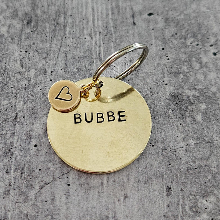 Bubbe or Zeyde Hand-Stamped Brass Keychain, Personalized Yiddish Grandparent Gift from Grandchild, Grandparents Day Gift for Jewish Family Salt and Sparkle