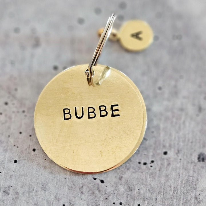 Bubbe or Zeyde Hand-Stamped Brass Keychain, Personalized Yiddish Grandparent Gift from Grandchild, Grandparents Day Gift for Jewish Family Salt and Sparkle