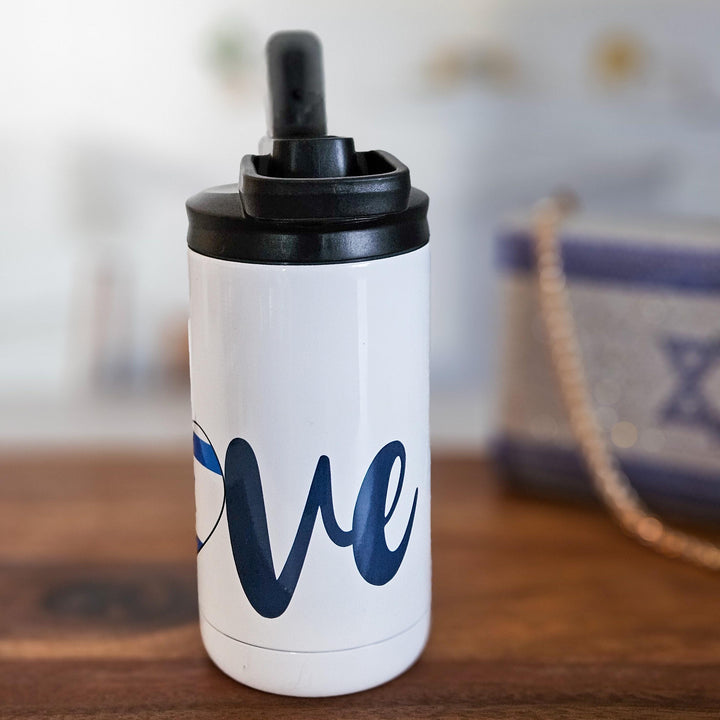 Love Israel Pride Kids 12 oz Water Bottle, Stand with Israel Jewish Pride Reusable Drink Tumbler for Child, Camp and School Water Bottle