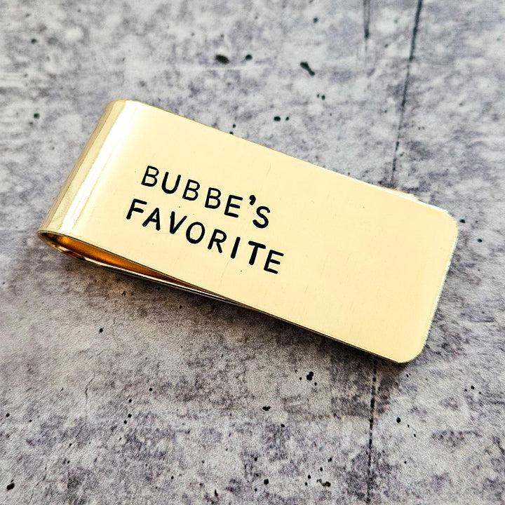 Bubbe's Favorite Money Clip for Grandson | Funny Jewish Pride Gift from Grandma, Personalized For College Student, Wallet for Jewish Guy