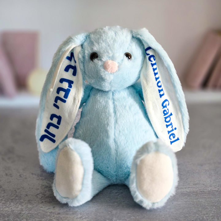 Jewish Baby Naming Gift, Custom Plush Bunny for Kids, Personalized Jewish Name Bunny for First Birthday, Hebrew and English Stuffy for Child