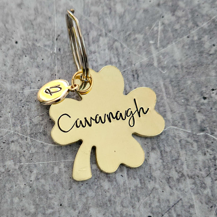 Personalized Lucky Four Leaf Clover Keychain