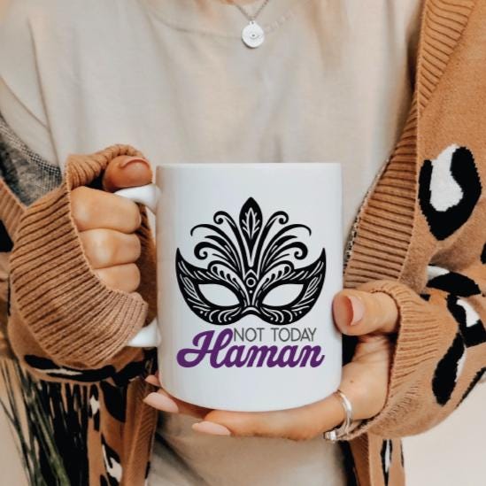 Not Today Haman Jewish Coffee Mug for Purim, Funny Jewish Pride Home Decor Mishloach Manot Gift, Jewish Humor Tea Cup Gift for Purim Basket Salt and Sparkle