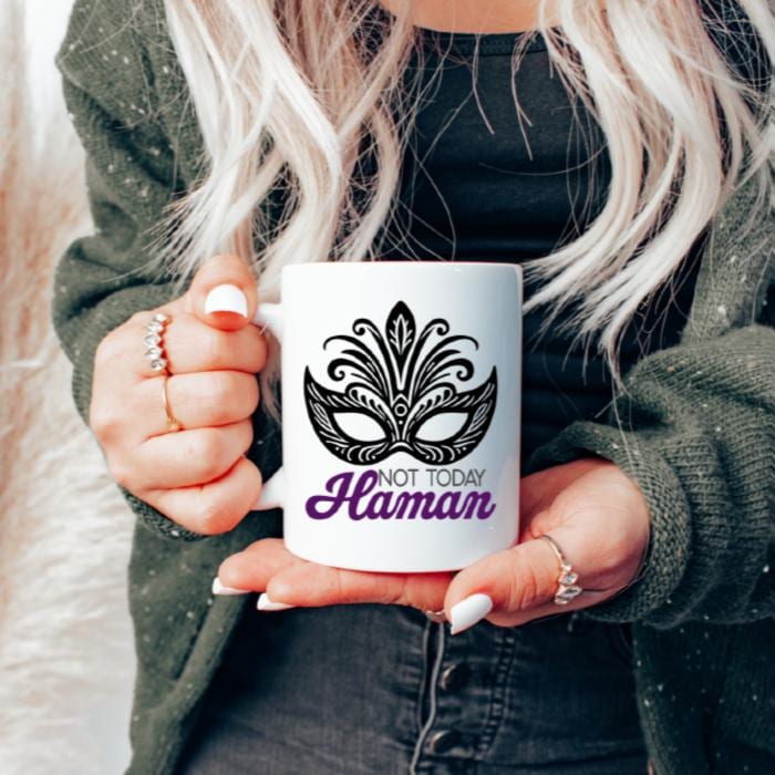 Not Today Haman Jewish Coffee Mug for Purim, Funny Jewish Pride Home Decor Mishloach Manot Gift, Jewish Humor Tea Cup Gift for Purim Basket Salt and Sparkle