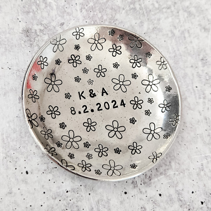 Daisy Pewter Ring Dish Salt and Sparkle