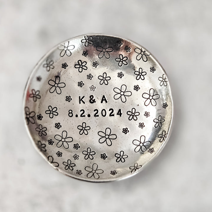 Daisy Pewter Ring Dish Salt and Sparkle