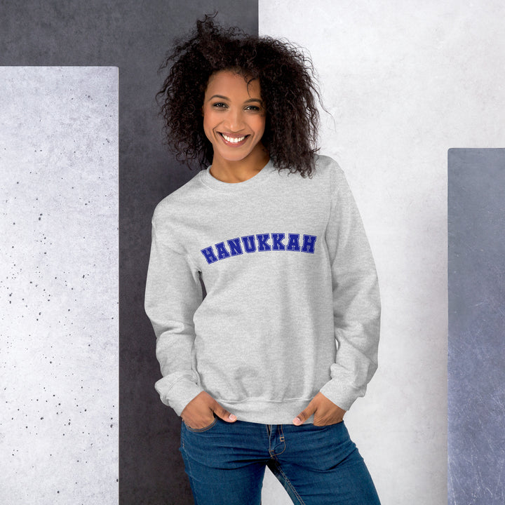 Hanukkah Gender Neutral Round Neck Varsity Sweatshirt Salt and Sparkle