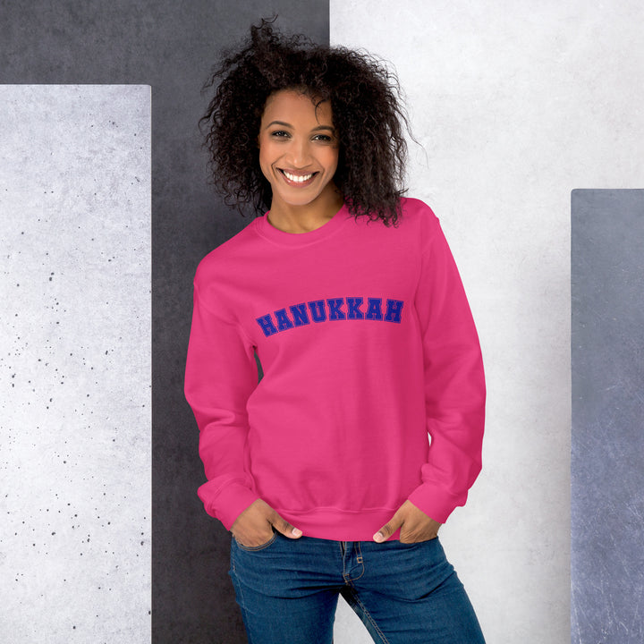 Hanukkah Gender Neutral Round Neck Varsity Sweatshirt Salt and Sparkle