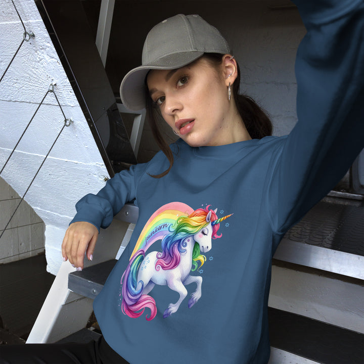 Jewnicorn Rainbow Round Neck Unisex Sweatshirt Salt and Sparkle