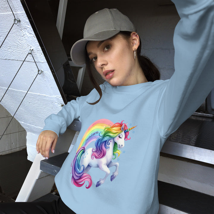 Jewnicorn Rainbow Round Neck Unisex Sweatshirt Salt and Sparkle