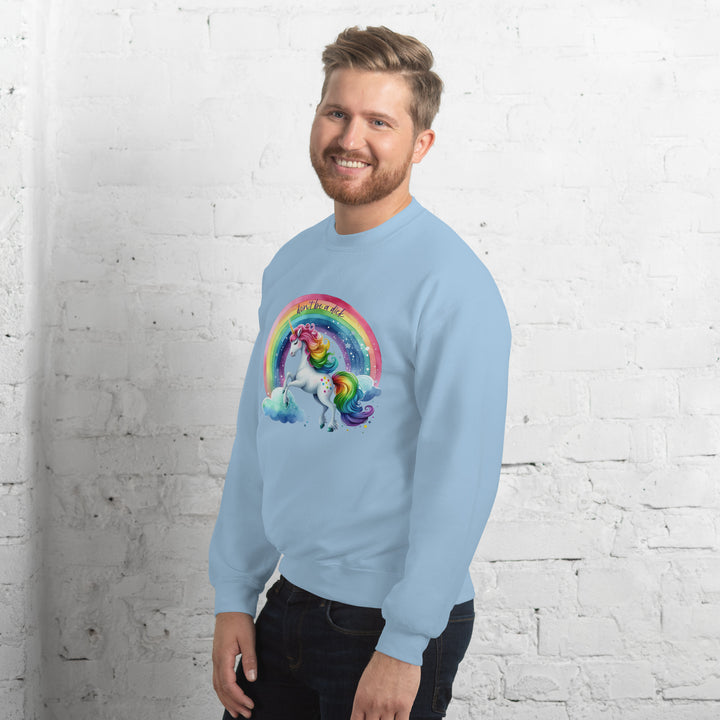 Don't Be a Dick Rainbow Unicorn Roundneck Unisex Sweatshirt Salt and Sparkle