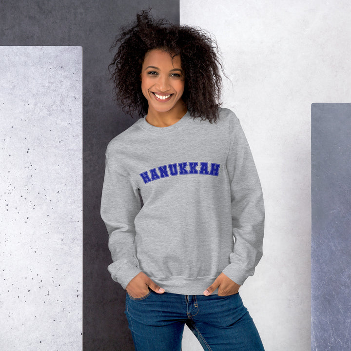 Hanukkah Gender Neutral Round Neck Varsity Sweatshirt Salt and Sparkle