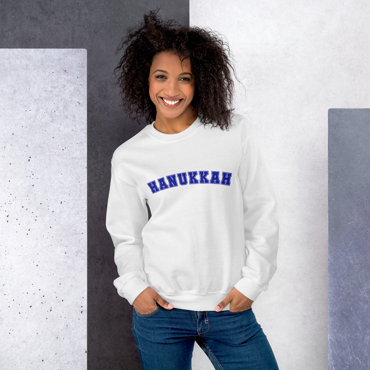 Hanukkah Gender Neutral Round Neck Varsity Sweatshirt Salt and Sparkle