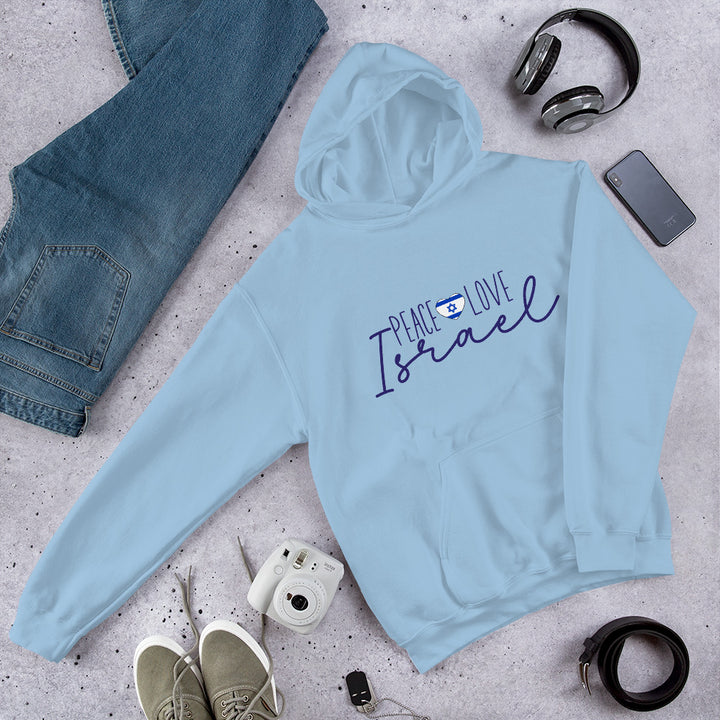 Peace Love Israel Gender Neutral Hoodie Salt and Sparkle