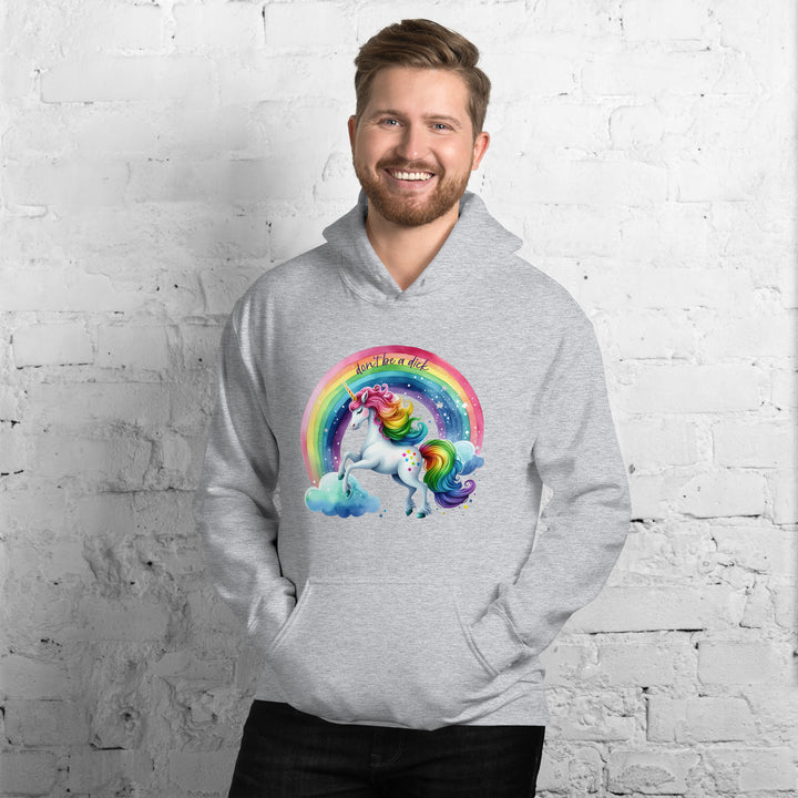 Don't Be a Dick Rainbow Unicorn Gender Neutral Hoodie Salt and Sparkle