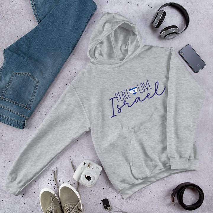 Peace Love Israel Gender Neutral Hoodie Salt and Sparkle