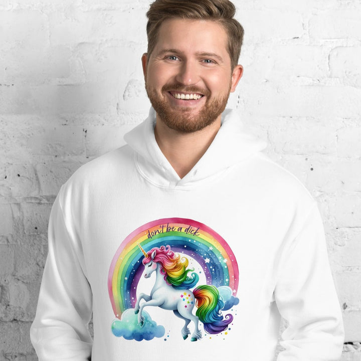 Don't Be a Dick Rainbow Unicorn Gender Neutral Hoodie Salt and Sparkle