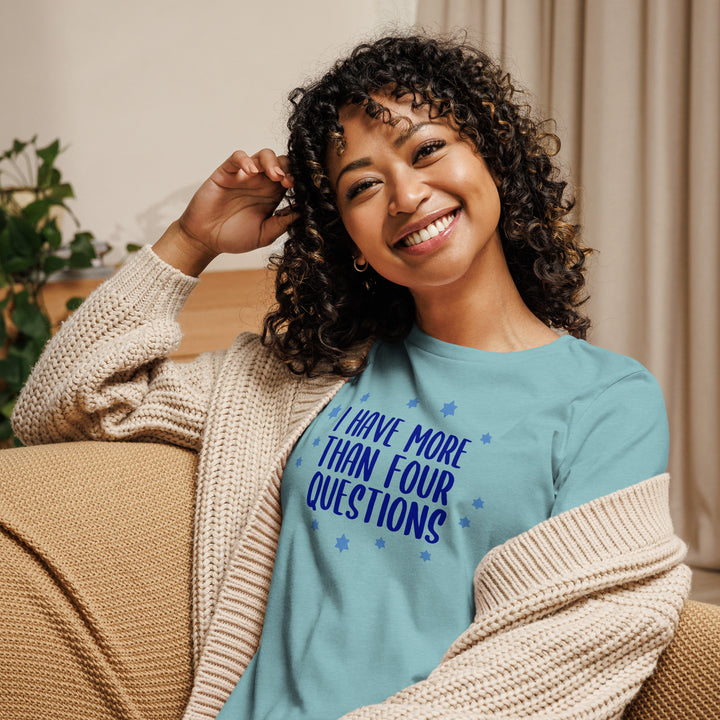 I Have More than Four Questions Women's Relaxed Fit Passover Tee Shirt Salt and Sparkle