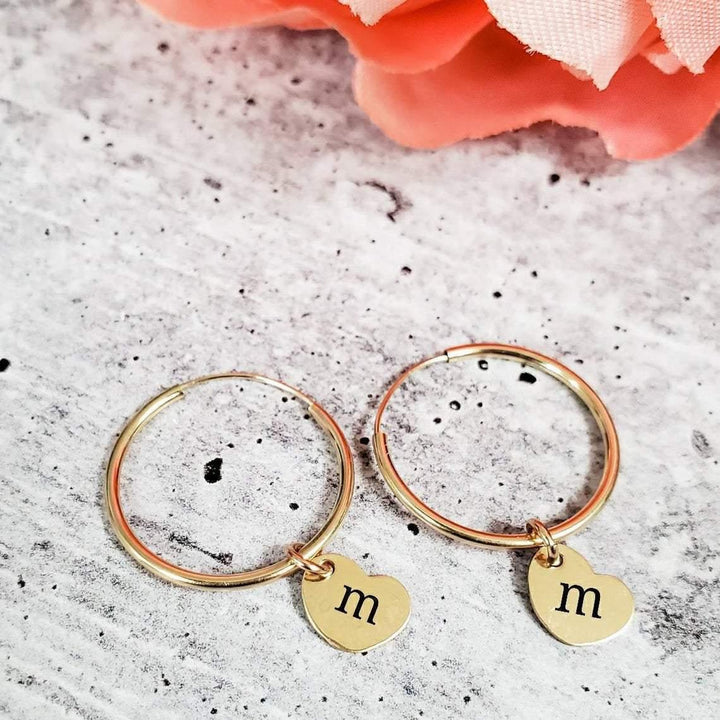 14K Gold Initial Endless Hoop Earrings Salt and Sparkle