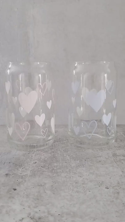 Color Changing Heart Cups -  Mommy and Me Matching Valentine's Day Drink Tumblers - Sweet Mama and Mini Iced Coffee Cup -Family Beer Can Cup