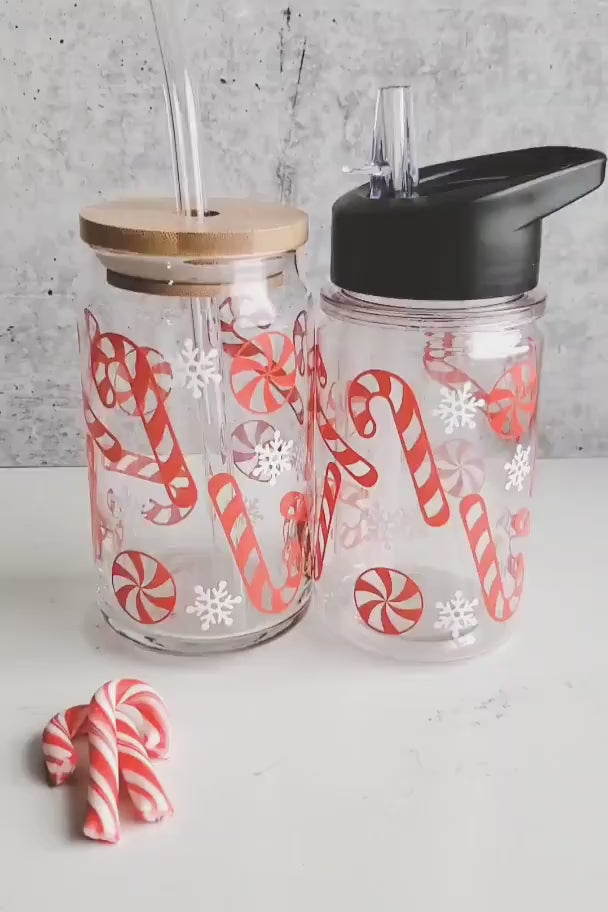 Candy Cane Christmas Toddler Straw Cup - Festive Holiday Water Cup for PreSchooler - Christmas Gift for Child - Cute Straw Cup for Toddlers