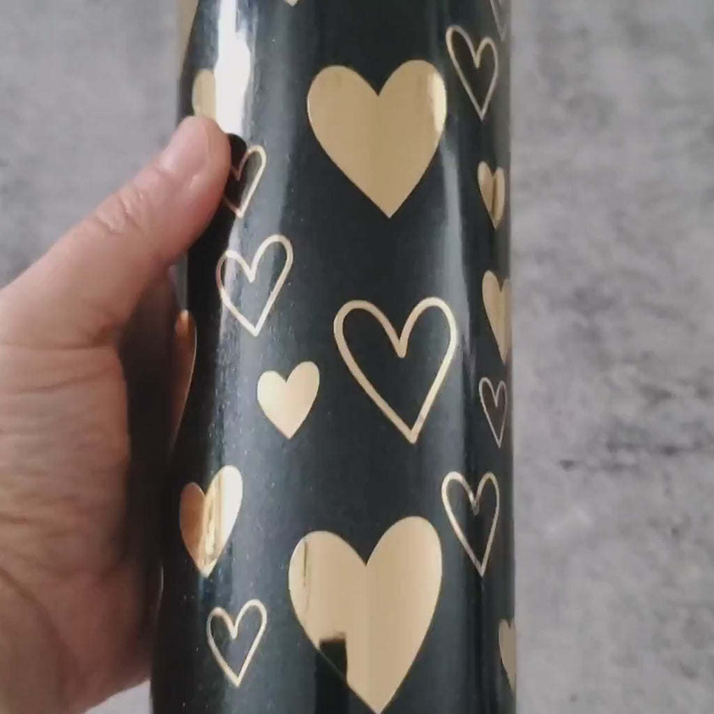 Anti Valentine's Day Black and Gold Tumbler - Gold Heart Galentine's Day 20oz Insulated Drink Tumbler for Girlfriend - Gift for Best Friend