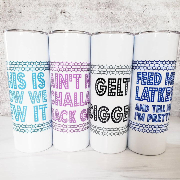 Ain't No Challah Back Girl Hanukkah Wine Tumbler Salt and Sparkle