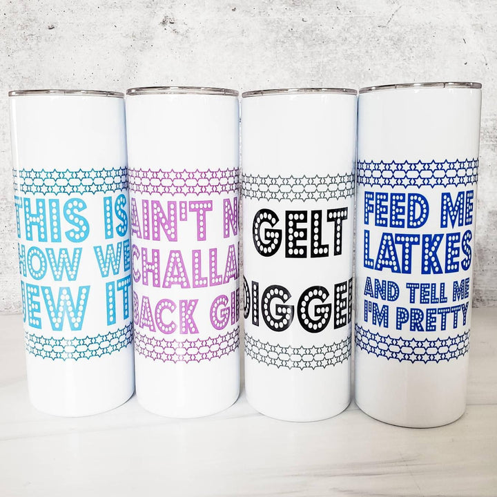 Ain't No Challah Back Girl Hanukkah Wine Tumbler Salt and Sparkle