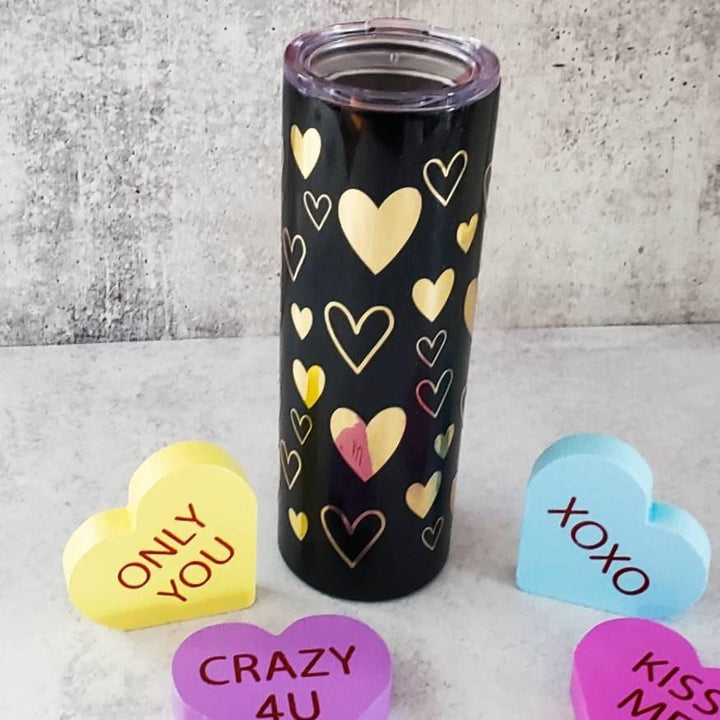 Anti Valentine's Day Drinking Club Black and Gold Tumbler Salt and Sparkle