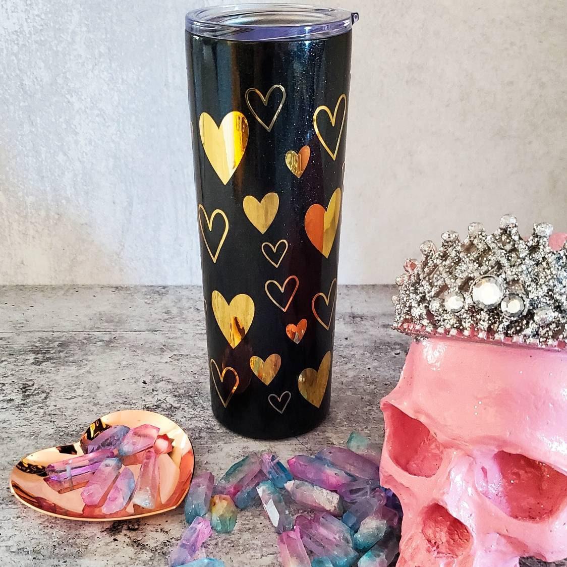 Anti Valentine's Day Drinking Club Black and Gold Tumbler Salt and Sparkle