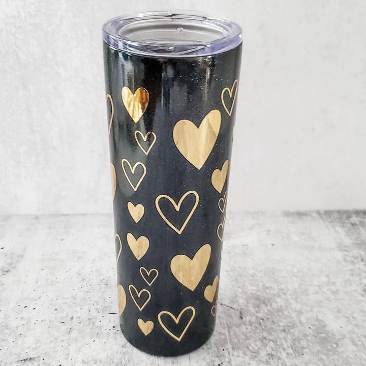 Anti Valentine's Day Drinking Club Black and Gold Tumbler Salt and Sparkle