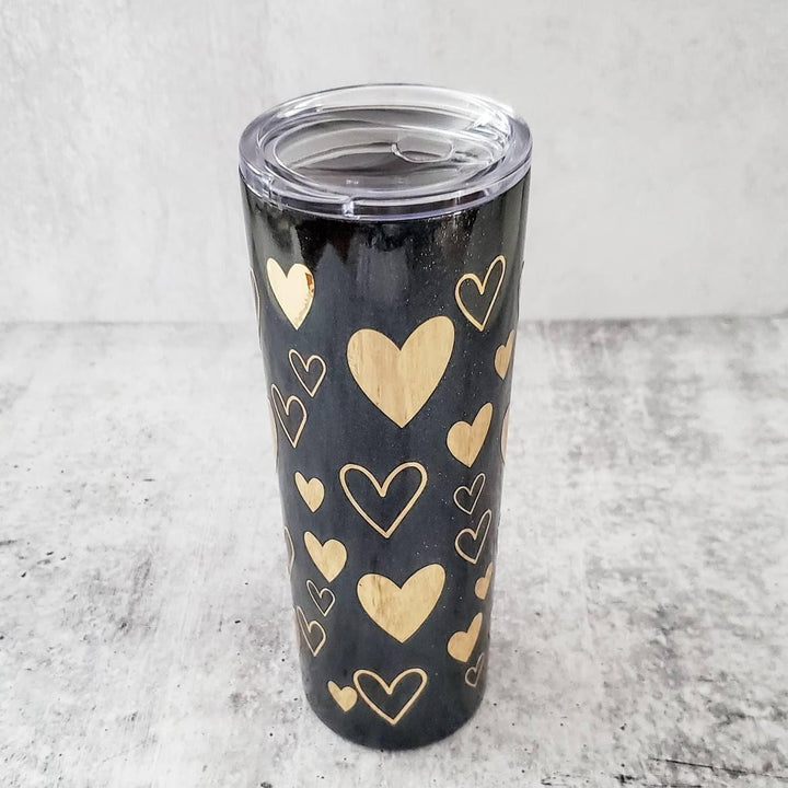 Anti Valentine's Day Drinking Club Black and Gold Tumbler Salt and Sparkle