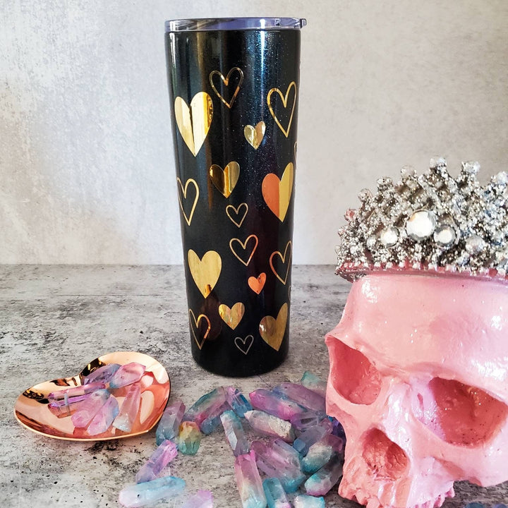 Anti Valentine's Day Drinking Club Black and Gold Tumbler Salt and Sparkle