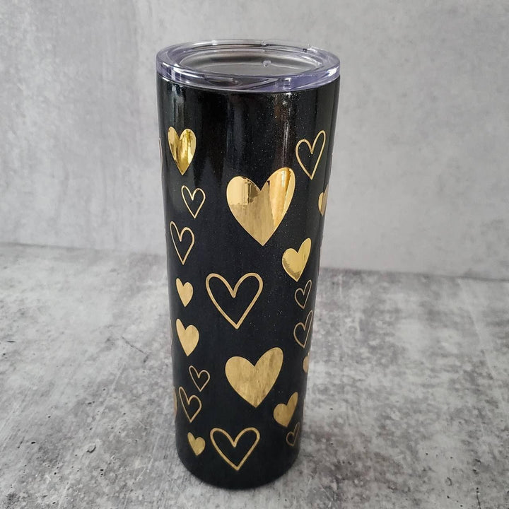 Anti Valentine's Day Drinking Club Black and Gold Tumbler Salt and Sparkle