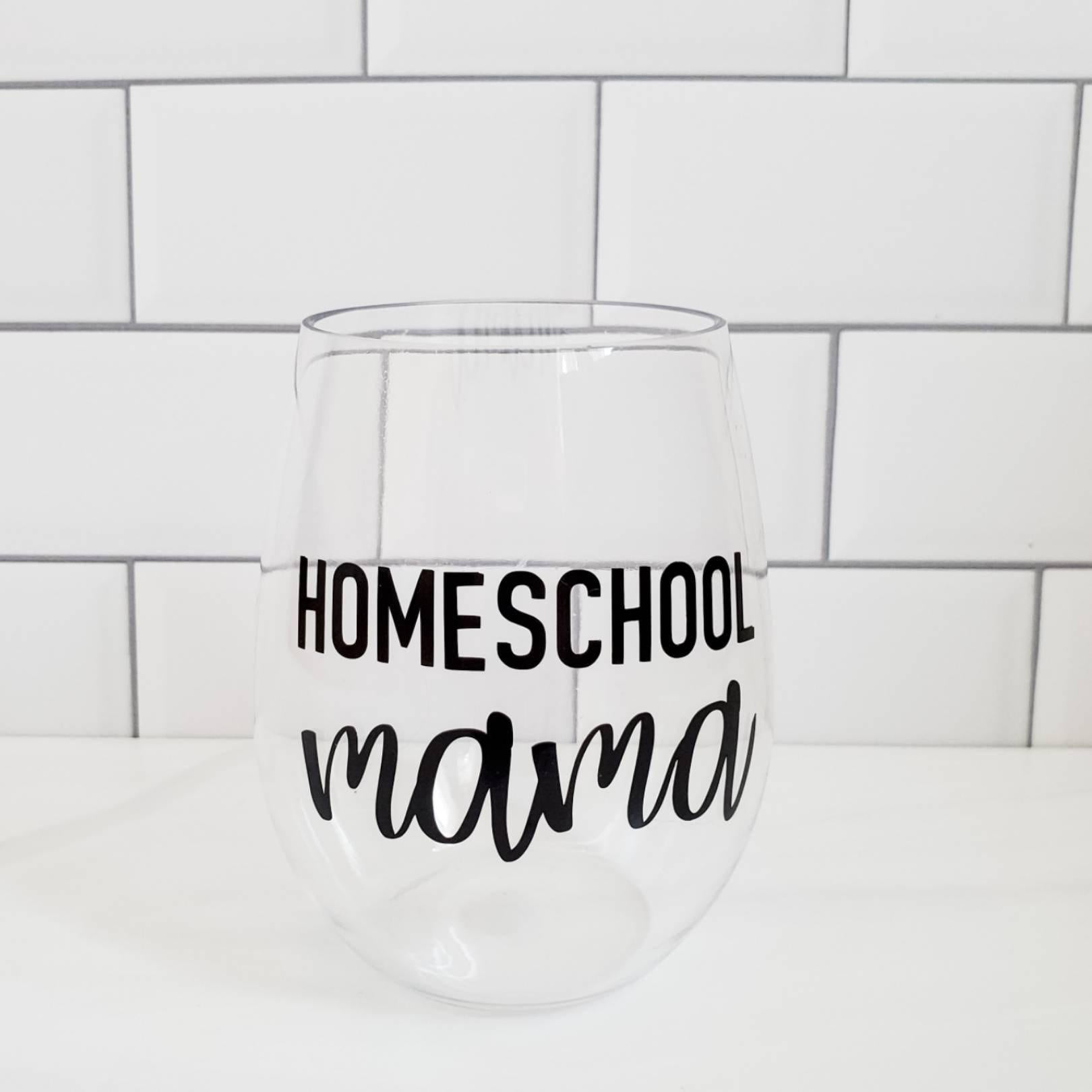 BECAUSE DISTANCE LEARNING Homeschool Acrylic Wine Glass Salt and Sparkle