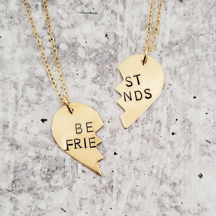 BEST BITCHES Broken Heart Friendship Necklace Salt and Sparkle