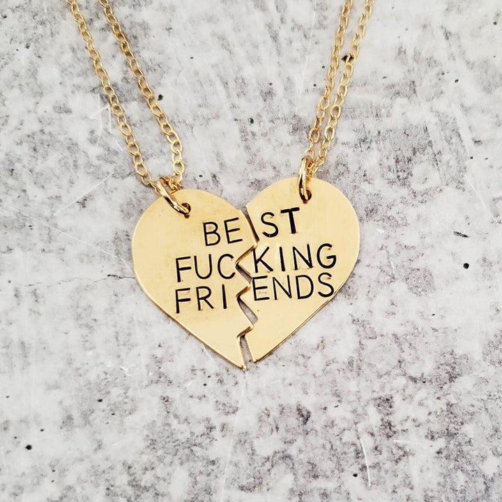 BEST BITCHES Broken Heart Friendship Necklace Salt and Sparkle